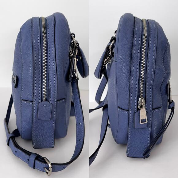 coach andi blue leather mini backpack F30530 SV/CF Crossbody Handbag in Pebble Coach andi convertable backpack -